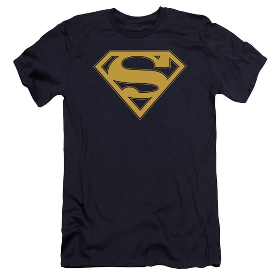 Superman Maize & Blue Shield Premium Adult Slim Fit 30/1 T-Shirt Navy