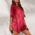 thumbnail image 2 of Womens Athletic Tops Athletic Shirts Women Loose Fit Womens Short Sleeve Tops Casual Thin Shirt Solid T Shirts Stretch Women Apparel Short Long Sleeve T for Summer for Red L, 2 of 2
