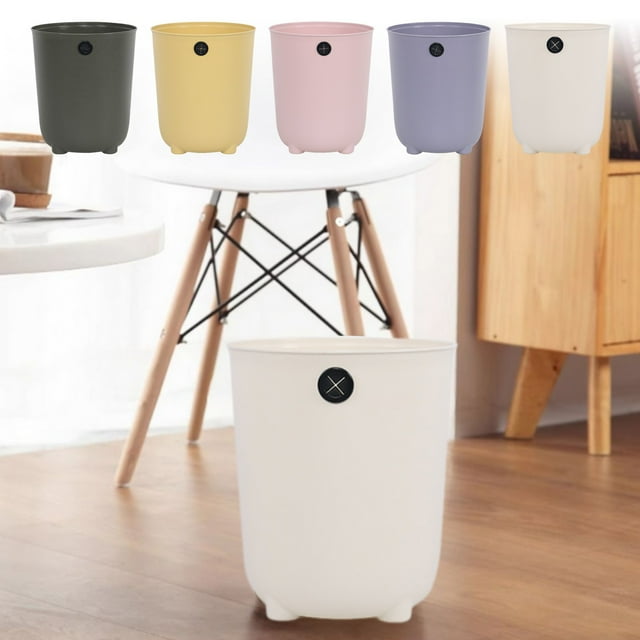 Papelera de plástico portátil - 5 galones, sin tapa, papelera redonda para dormitorio, salón, cocina y oficina - blanco, morado, amarillo, verde, rosa