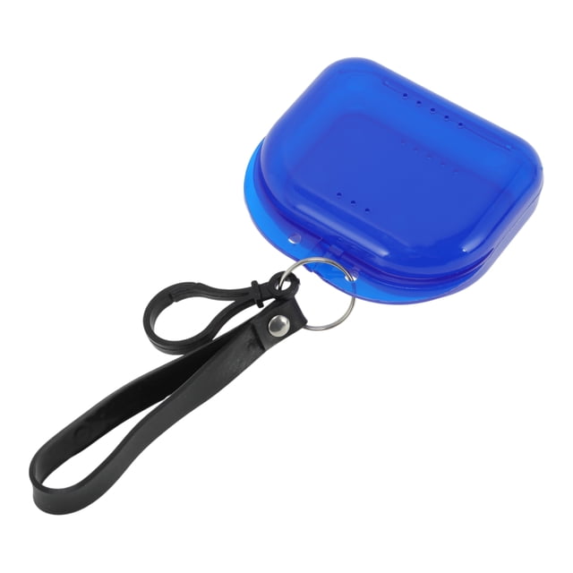 Caja de cintas única de 1 pieza con cordón, caja de almacenamiento compacta para cintas, clara y azul oscuro