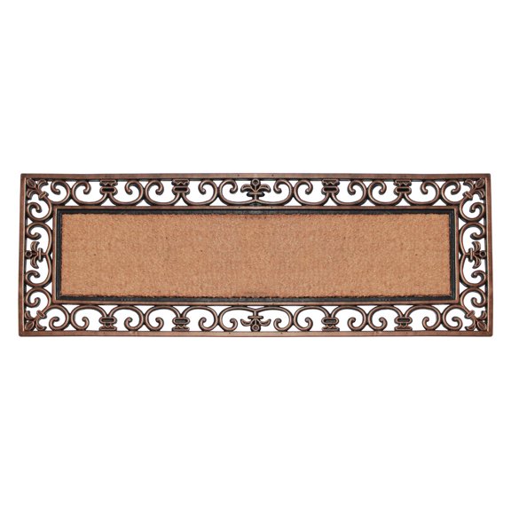 A1 Home Collections Natural Coir and Rubber Outdoor Paisley Front Entry Doormat, Bronze, 48 in x 18 in