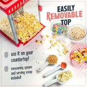 Nostalgia Popcorn Maker Cart, Vintage Movie Theater Popcorn Machine with Built-In Storage, Red/White