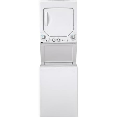 GE GUD24GSSMWW 24 Spacemaker Series Washer and Gas Dryer with Multi wash Cycles Rinse Temperature Auto Loading Sensing Rotary Electronic Controls and Spin Speed Combination in White