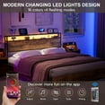 IKIFLY King Storage Headboard with LED Lights, Charging, Shelves