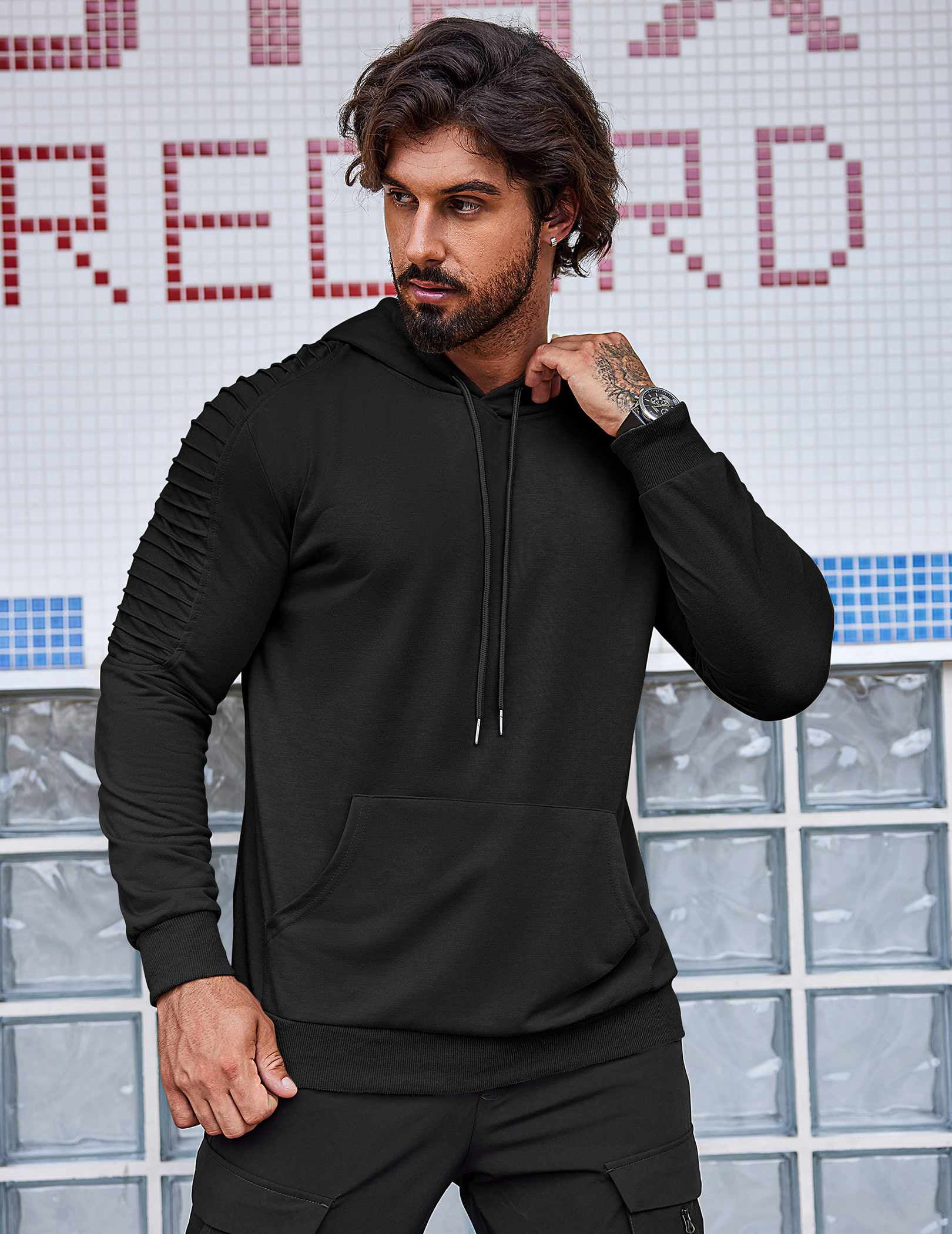 COOFANDY Mens Hoodie Casual Drawstring Athletic Hoodies Hooded Pullover Sweatshirts with Pocket