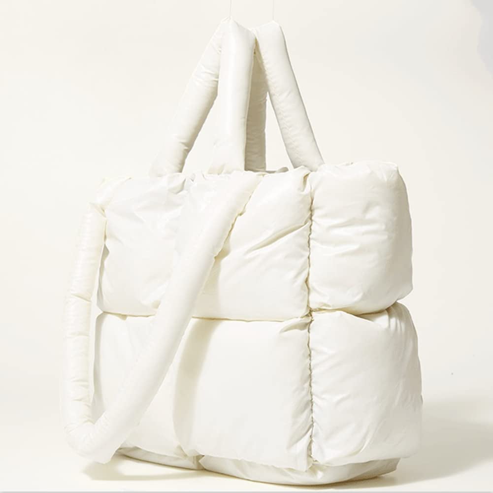 ◆VVV◆ Coco Quilted Tote Shoulder Bag White 25SSBG013WHF CoCopeaunt Puffer Tote Bag for Women Quilted Puffy Handbag