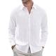 thumbnail image 1 of Camisa de lino blanca de hombre J.VER con botones, talla XL, 1 of 5