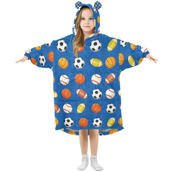 joogoo Wearable Blanket Hoodie for Basketballs Rugby Football Oversized Sherpa Hooded 3-14 YR M