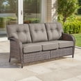 thumbnail image 2 of OPOHORO 75" Outdoor Wicker Patio Sofa with T Shape-Back Cushions and 5" Thick Foam, for Porch or Backyard, Gray, 2 of 9