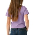 thumbnail image 2 of FSYBOA Girls Cotton T-shirts, Pleated Crew Neck Casual Short Sleeve Summer Tops Purple Size 5T, 2 of 5