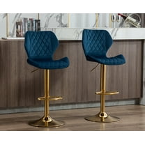 Guyou Adjustable Swivel Bar Stools Set of 2, Modern Velvet Counter Height Chairs with Backrest and Footrest for Kitchen Island Bar Restaurant, Navy