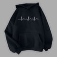 thumbnail image 2 of Baberdicy Essentials Hoodie Women's Heartbeat Pattern Printed Hoodie Hoodie Drawstring Loose Comfortable Top Hoodies for Women Black, 2 of 3