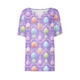 thumbnail image 5 of Blusas de Verano de las Mujeres Casual Gradiente Manga Corta V-Cuello Superior, Ligera Imitación de Tela de Estante para la Primavera Y el Verano Diario Y de Fiesta, 5 of 5
