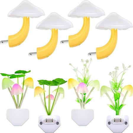 

8 Pieces Mushroom Night Light Plug in Mushroom Light LED Night Light Mushroom Decor Aesthetic Water Plant Lotus Leaf Cute Night L