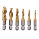 thumbnail image 1 of Eigraketly Juego de brocas para grifo de 6 uds HSS M3/4/5/6/8/10 con revestimiento de titanio con vástago hexagonal Broca para tornillo en métrica Herramientas y ferretería Eigraketly TO002743-00, 1 of 1