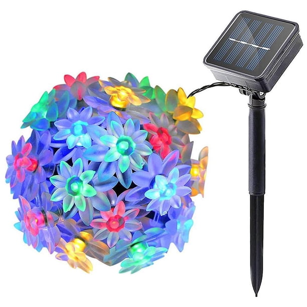 Bewildely Luces solares para exteriores 50 LED Multicolor a prueba de agua 8 modos de iluminación Luces de hadas para el jardín del hogar Kits de decoración para fiestas Bewildely HA035625-00