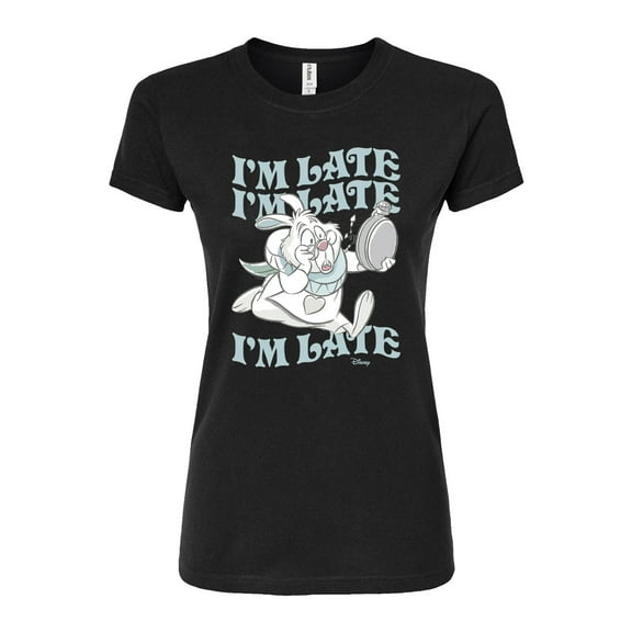Disney - Alice In Wonderland - I'm Late White Rabbit - Juniors Fitted Graphic T-Shirt