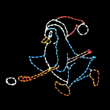 48 in. LED Left Facing Hockey Penguin Lighted Display - 220 Bulbs
