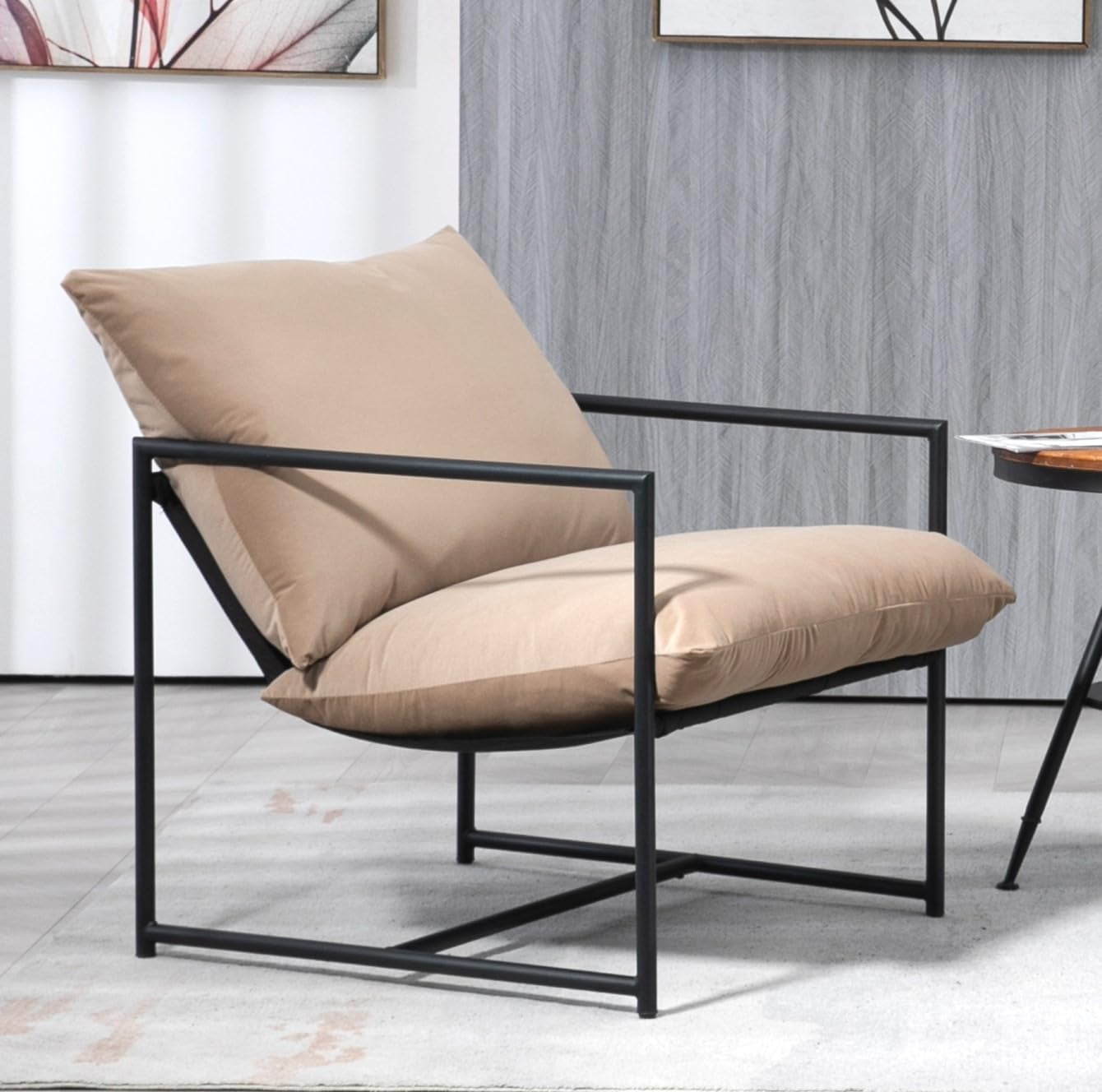 Container Furniture Direct Serenity Accent, Modern Velvet Arm Chair with Reclined Seat, Sleek Design, Durable Metal Frame, Soft Upholstery and Plush Comfort for Stylish Living Room