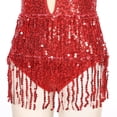 thumbnail image 5 of Vxuxlje Women Shiny Tassels Shiny Sequins Ballroom Latin Dance Leotard Flowy Fringe Bodysuit Red XXL, 5 of 6