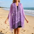 thumbnail image 2 of UDAUDU Shawls and Wraps for Evening Dresses Scarfs for Women Wedding Formal Shawl Lace Cardigan Summer Floral Print Shawls Purple, 2 of 6