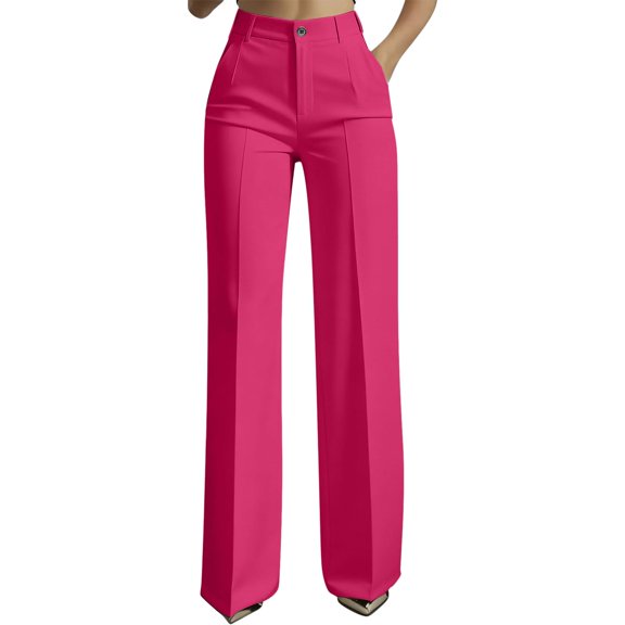 Pants for Women Work High Waist Straight Fabric Pleated E ant Business Suit Trousers Palazzo Wide Leg Pants