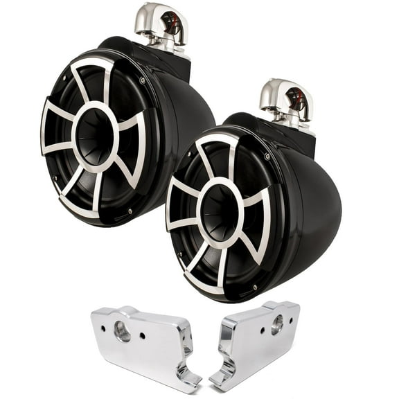 Wet Sounds Malibu Tower System REV 10B-SC 10" Pair Black Swivel Mount Tower Speakers with Malibu G3 Tower adapters in Polished Finish