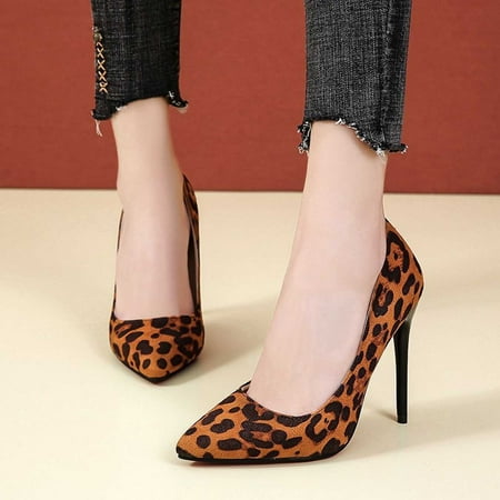 CaComMARK PI Women s Heels Pointed Toe Pumps Closed Toe Leopard Stiletto Comfortable Heels Wedding Party Dress Shoes deals of the day clearance