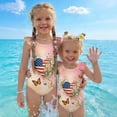 thumbnail image 2 of Girls Swimsuit Size 6-7 One Piece Swimsuit Summer Patriotic American Flag Butterfly Swimsuits Swimming Flutter Sleeve Beach Vacation Happy Festival Girls Bathing Suit Pink 9-10 Years, 2 of 7