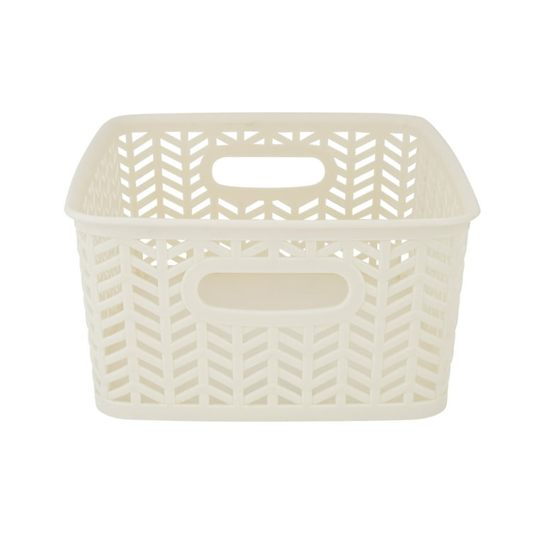 Mdesign Woven Farmhouse Kitchen Pantry Food Storage Basket Box, 3 Pack,  White, 12 X 9 X 6 : Target