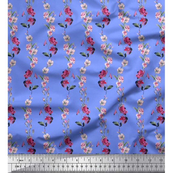 Soimoi Rayon Fabric Leaves & Floral Shirting Decor Fabric Printed Yard 56 Inch Wide