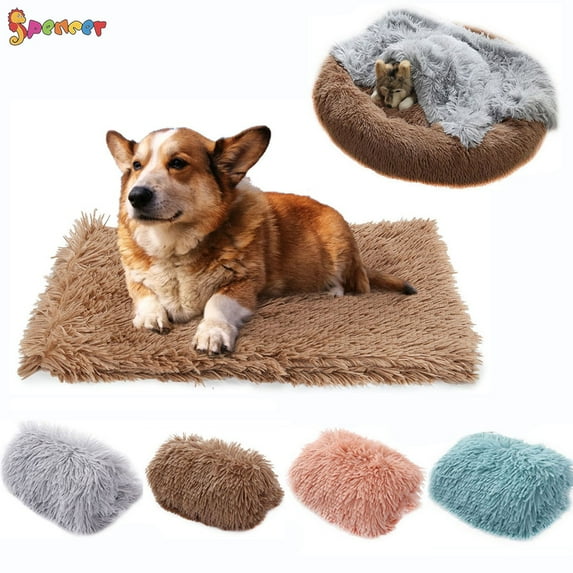 Spencer Pet Dog Cat Plush Fur Sleep Mat Blanket Reversible Double Layer Washable Cushion Pet Bed for Small Medium Large Dogs & Cats
