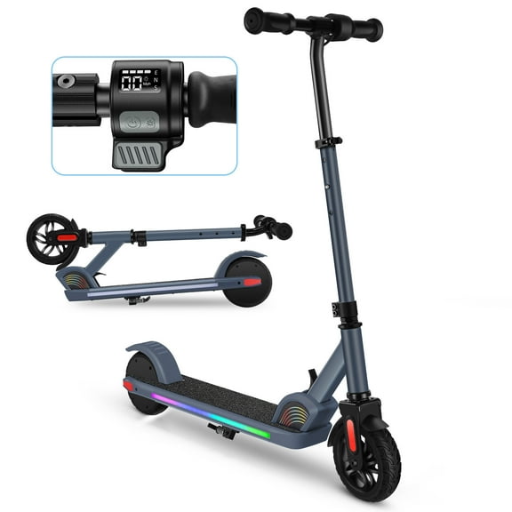 COBIZI Electric Scooter for Kids Ages 6-12, 150W Motor Max Speed 10 MPH, 5 Miles Range, Colorful LED Lights, Foldable kids electric scooter