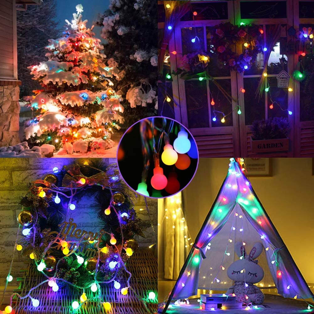 Popeven Led String Lights 44ft 100 Led Colored Globe String Lights Fairy String Lights 8 Lighting Modes For Christmas Indoor Bedroom Outdoor Camping Garden Patio Holiday Decoration Walmart Com Walmart Com