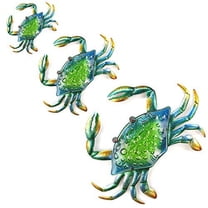 JOYBee 3Pcs 18inch 13inch 9inch Large Coastal Ocean Metal Crab Wall Art Decor Family Set ,Decoration for outdoor indoor bathroom kitchen garden bedroom patio