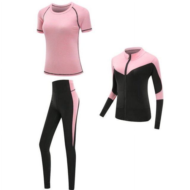 Ropa Deportiva de secado rápido para mujer, conjunto de ropa de yoga para gimnasio, traje de abrigo, sujetador, camiseta y leggings para entrenamiento, 2019