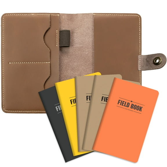 Excello Global Products Leather Travel Wallet Passport Holder with RFID Blocking and 5 Journals - EGP-HD-0109