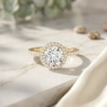 thumbnail image 3 of Rosec Jewels Lab Created Diamond Halo Engagement Ring 3 Carat - IGI Certified - E-VS1 Quality - with Jewelry Box, 14K Yellow Gold, US 10.00, 3 of 8