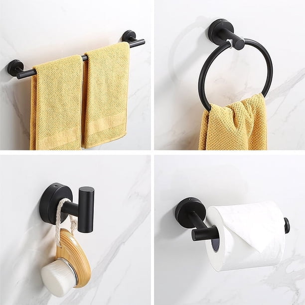 Toallero de acero inoxidable, barra para toallas, gancho para baño, toallero negro, aro para toallas de baño
