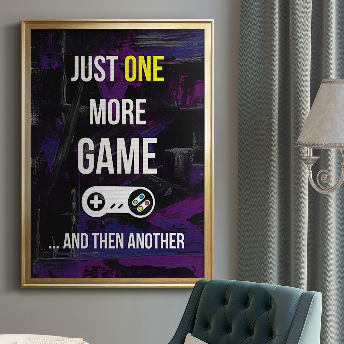 Gamer at Play II Premium Framed Print, in Gold, Black, or Silver - Ready to Hang