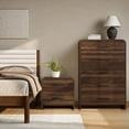 thumbnail image 5 of LuxenHome Modern Walnut Finish 5-Drawer Chest, Engineered Wood Storage Dresser with Rounded Corners, 5 of 12
