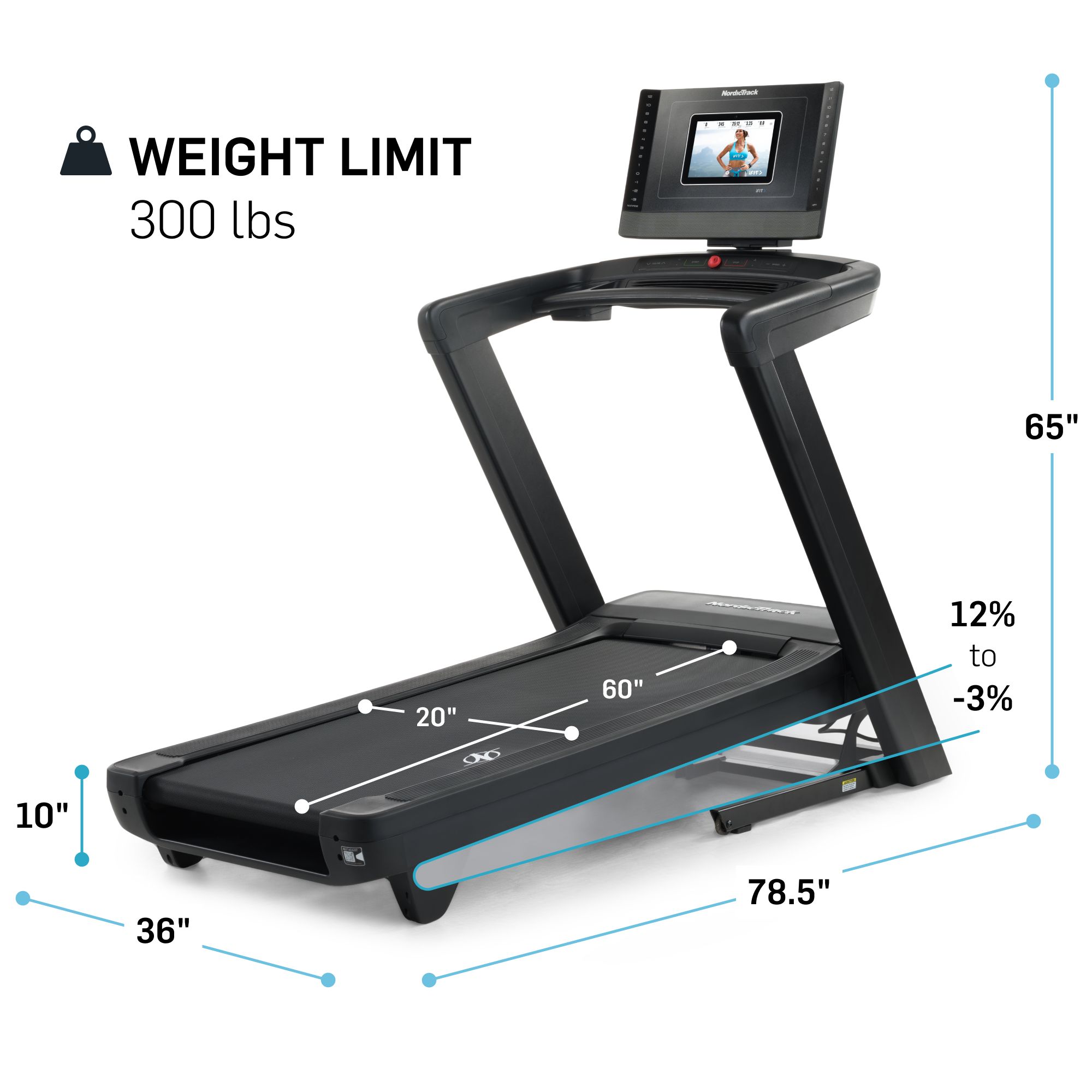 NordicTrack Commercial Series 1250; iFIT-Enabled Incline Treadmill for Running and Walking with 10” Pivoting Touchscreen and Bluetooth Headphone Connectivity - image 2 of 12