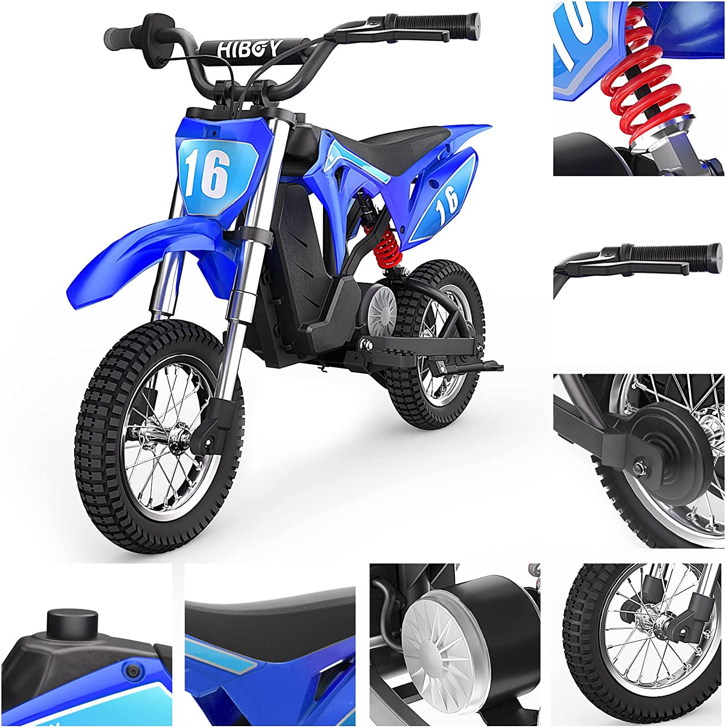 Hiboy DK1 36V Electric Dirt Bike,300W Electric Motorcycle - Up to 15.5MPH & 13.7 Miles Long-Range,3-Speed Modes Motorcycle Blue