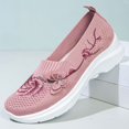 thumbnail image 5 of Women's Knit Embroidered Platform Sneakers Slip On Breathable Rocker Shoes Daily Commute Work Shopping Stylish Casual Footwear Pink 39, 5 of 9