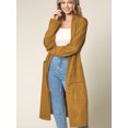 thumbnail image 2 of Made by Johnny Women's Casual Cozy Braided Open Front Long Pocket Cardigan Sweater S MUSTARD, 2 of 6