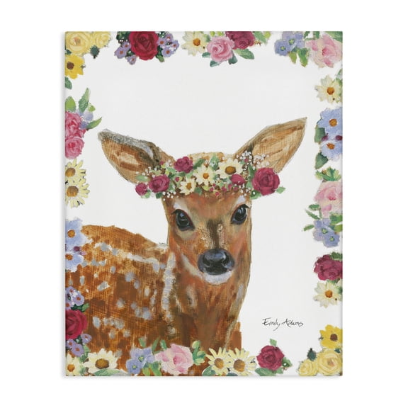 Stupell Industries Bohemian Flower Friends Deer Canvas Art, 30 x 40, by Emily Adams