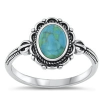 CHOOSE YOUR COLOR Bali Simulated Turquoise Ring .925 Sterling Silver Band Blue CZ Female Size 9