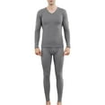 thumbnail image 2 of Kureaily Mens V Neck Pure Cotton Thermal Underwear Set Thin Autumn Clothes And Pants Bottoming Shirt Mens Pajama Set, 2 of 7