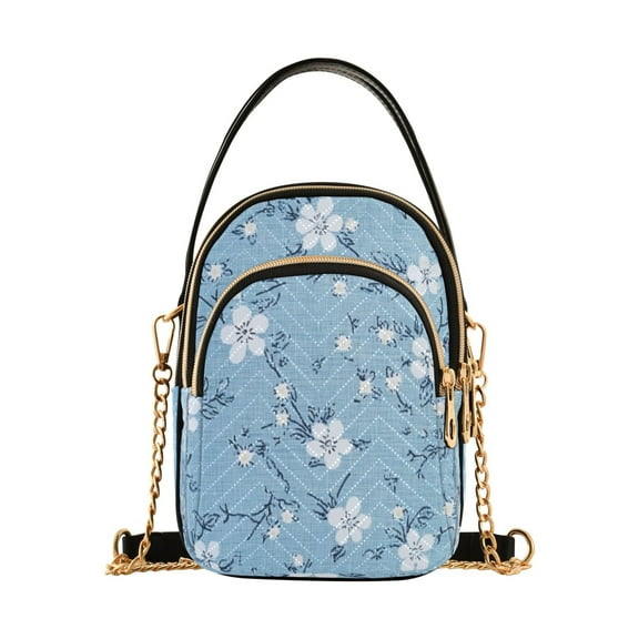 Shoulder Handbag Women's Crossbody Handbags 5.91x3.15x8.27 Inch Bank Card Bag Cash Bag Key Bag Light Blue Cloth Pattern