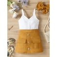 thumbnail image 3 of Bagilaanoe 3Pcs Toddler Baby Girls Skirt Set V-Neck Ribbed Sleeveless Tank Tops + Skirt + Headband 1T 2T 3T 4T 5T 6T Kids Summer Casual Outfits, 3 of 8